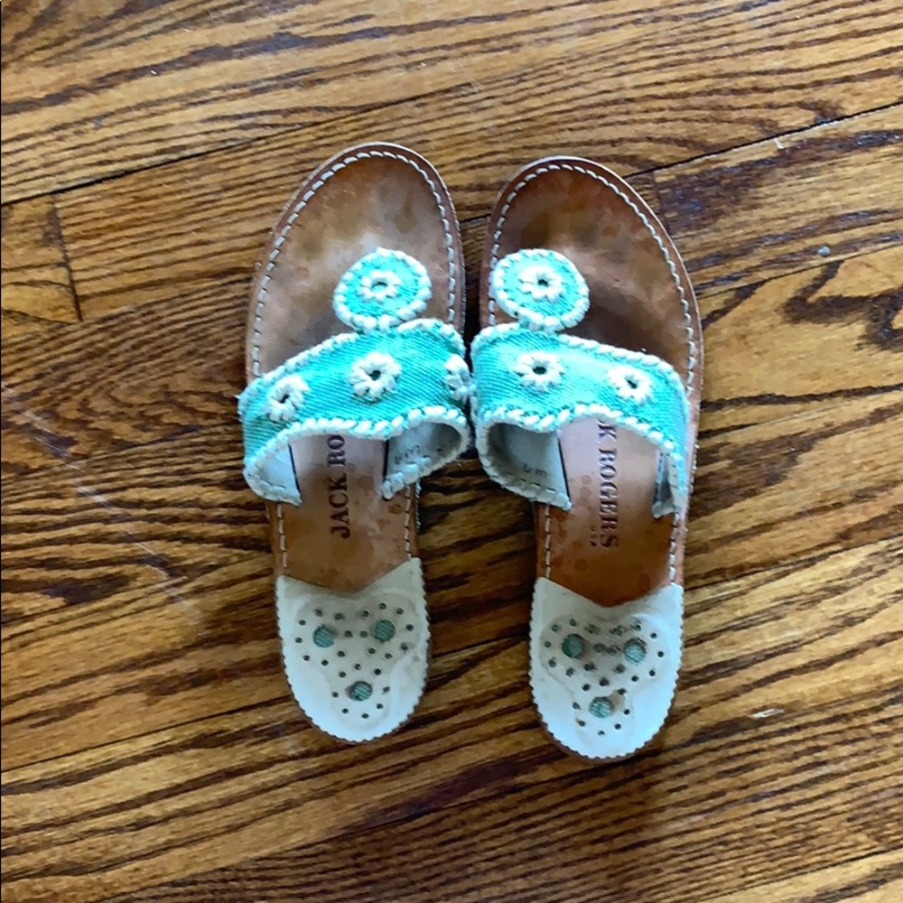 🌴 Mint green canvas jack rogers 🌴